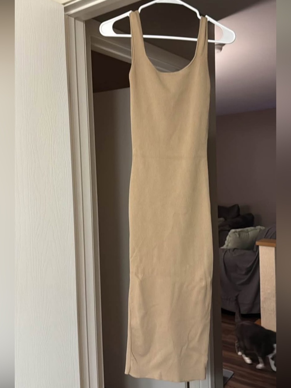Sleeveless Beige Maxi Dress - Classic Slim Silhouette